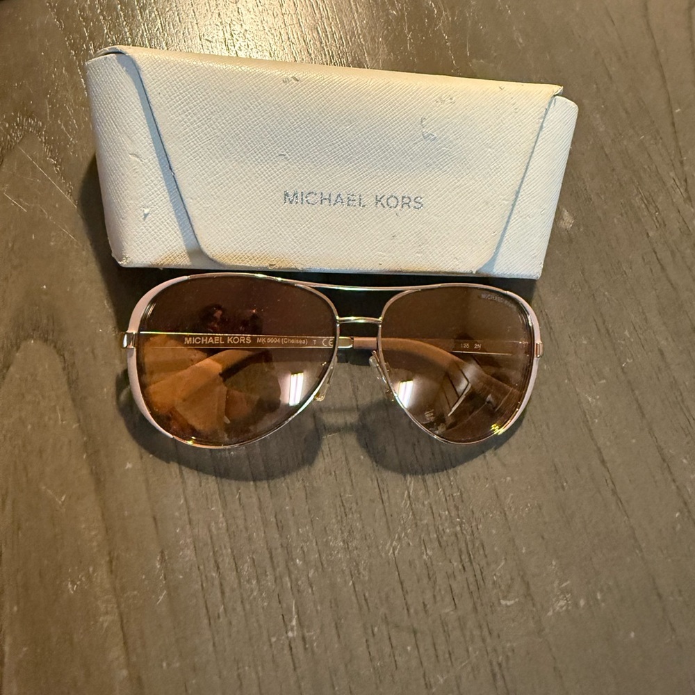 Michael Kors Rose Gold Aviator Sunglasses